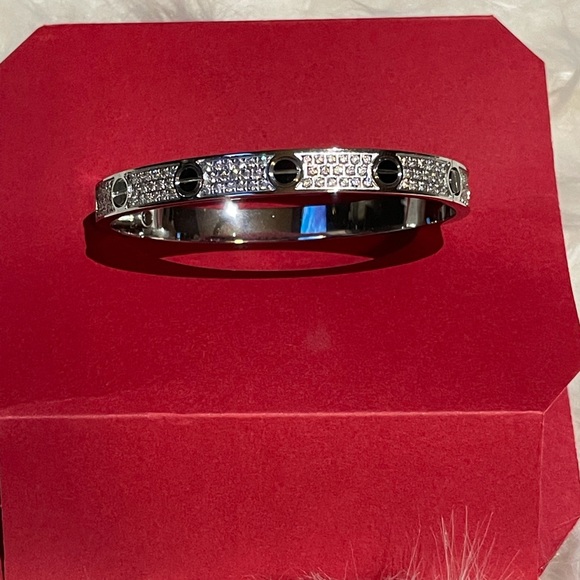 Silver Bangle Bracelet-Size 18 - Picture 2 of 4